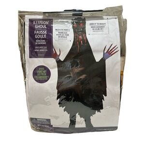 Illusion Ghoul Halloween Costume Child Lg 12-14 Eyes Light Up Adds 9" Height NWT